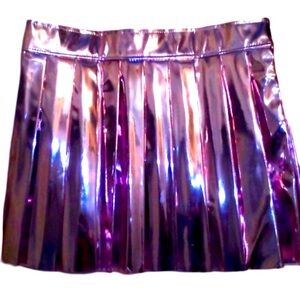 Lightish Hot Pink Vinyl Large NWOT Pleated Skirt